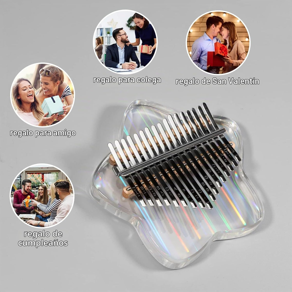 Beveetio Kalimba de Pulgar Transparente con Estuche Protector Eva,...