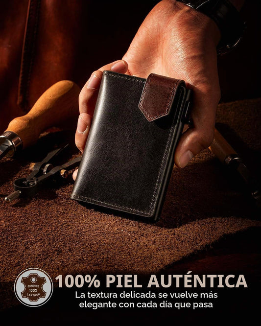 LORZOR Cartera delgada para hombres con cierre de seguridad, billet...