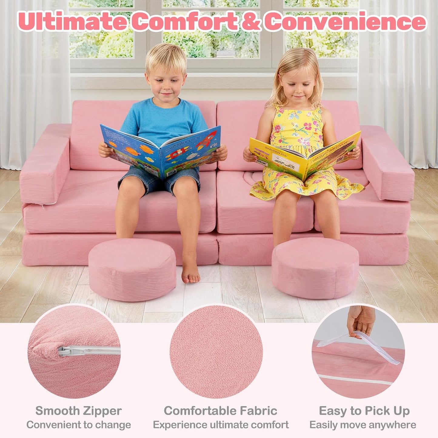 INFANS Sofá modular de juego para niños, 13 piezas de sofá modular...