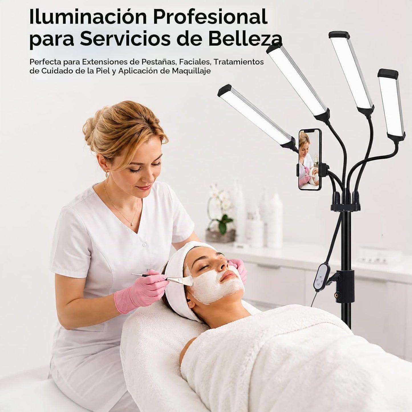 Luz esteticista con cuatro brazos flexibles, kit de iluminación LED...