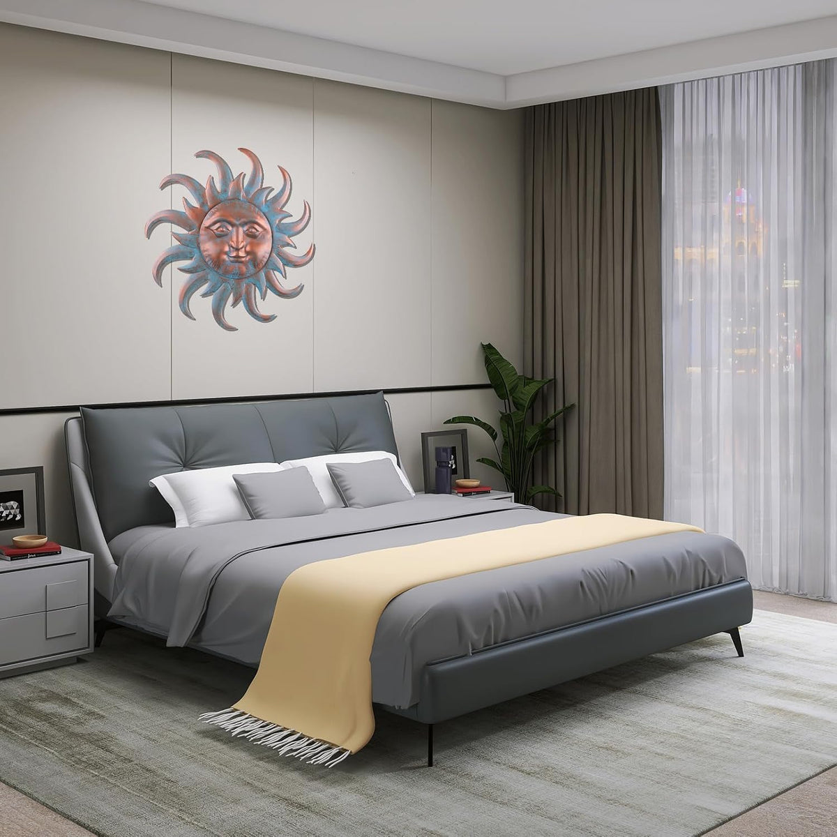 VZVXCC Arte de Pared de Metal Sol Decoración Exterior - Lindas Esta...