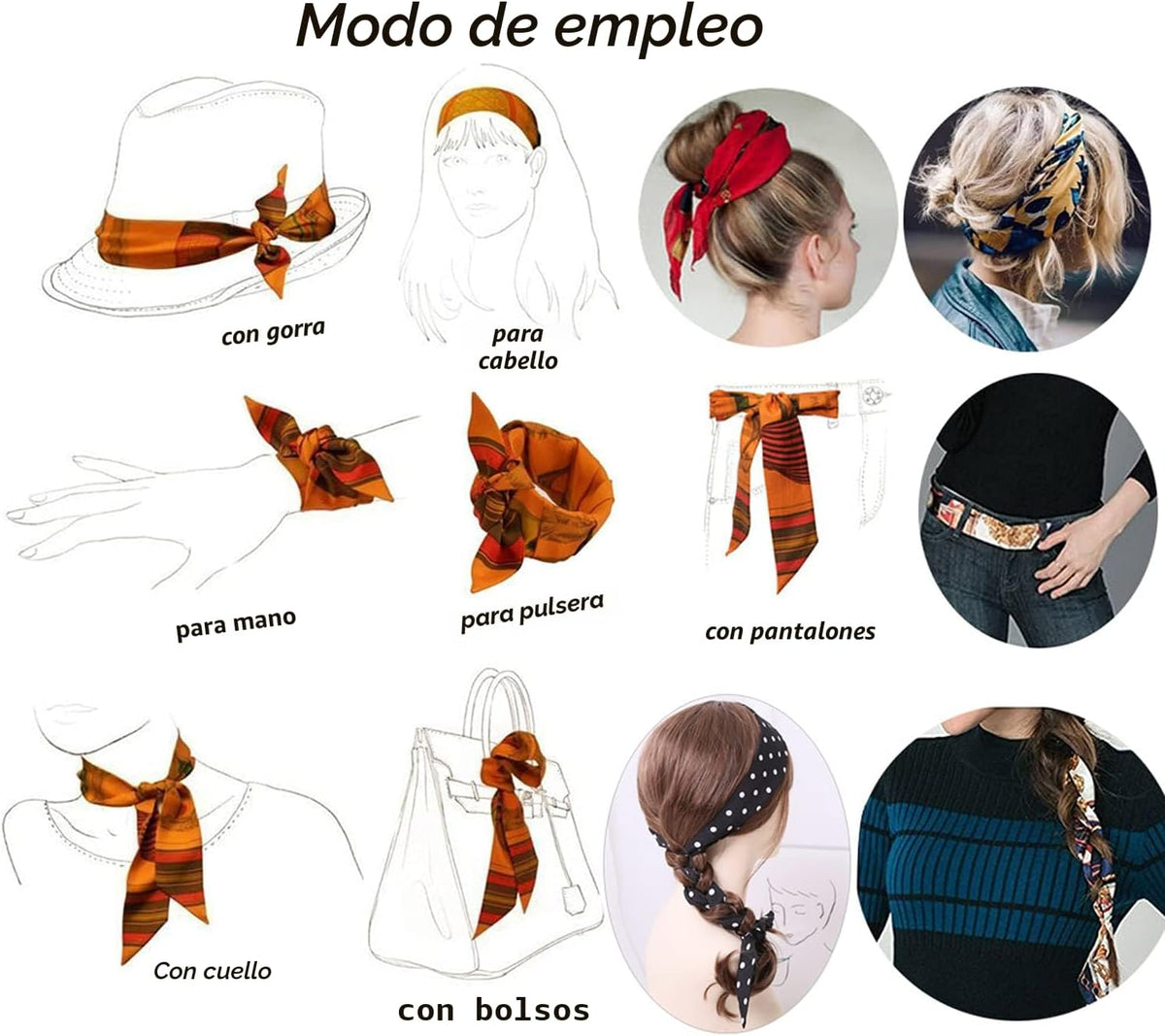 kcctoo Paquete de 2\/6\/10 Bolsas de Bufanda para Mujer, Bolso de M...