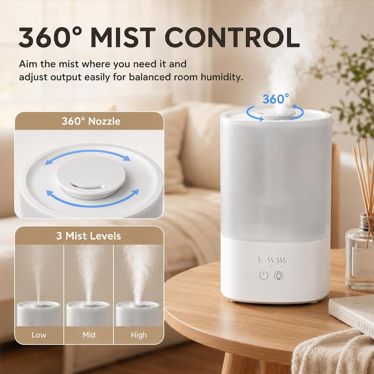 MEGAWISE LV10T Humidificador de niebla fría, humidificador ultrasón...