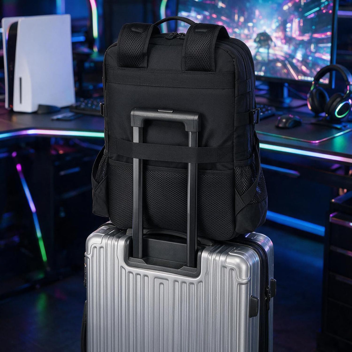 BISKLNDN Mochila táctica de viaje para consola PS5\/PS5 Slim\/Pro\/...