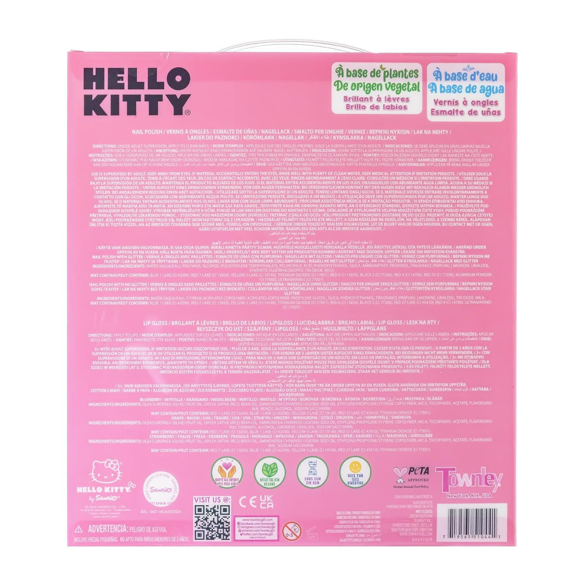 Hello Kitty - Juego de maquillaje con esmalte de uñas y brillo de l...