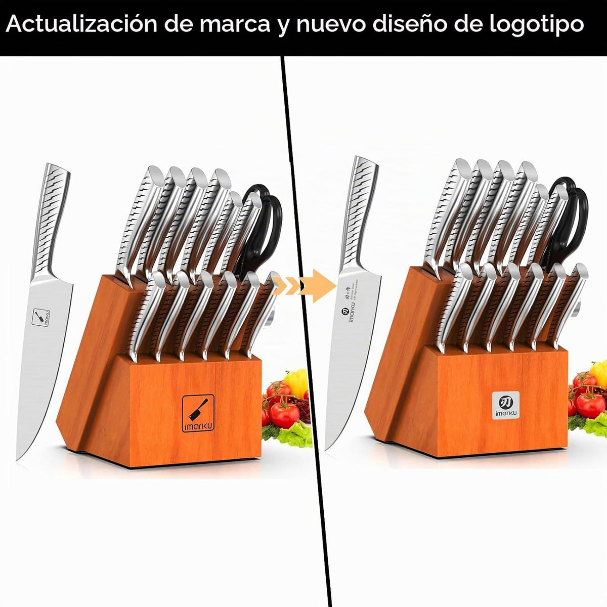 imarku® Juego de cuchillos, juego de 14 piezas para cocina con bloq...
