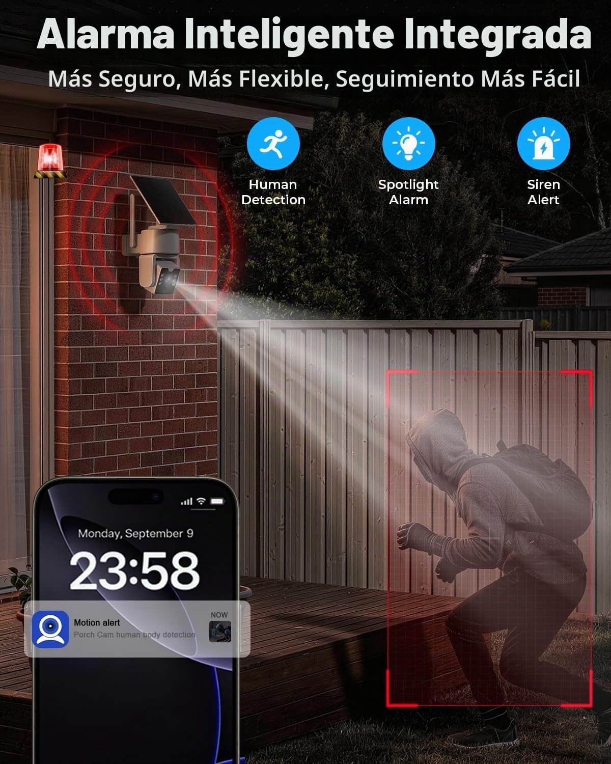 Carltec Sistema de cámara de seguridad solar sin cargo mensual con...