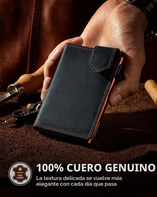 LORZOR Cartera delgada para hombres con cierre de seguridad, billet...