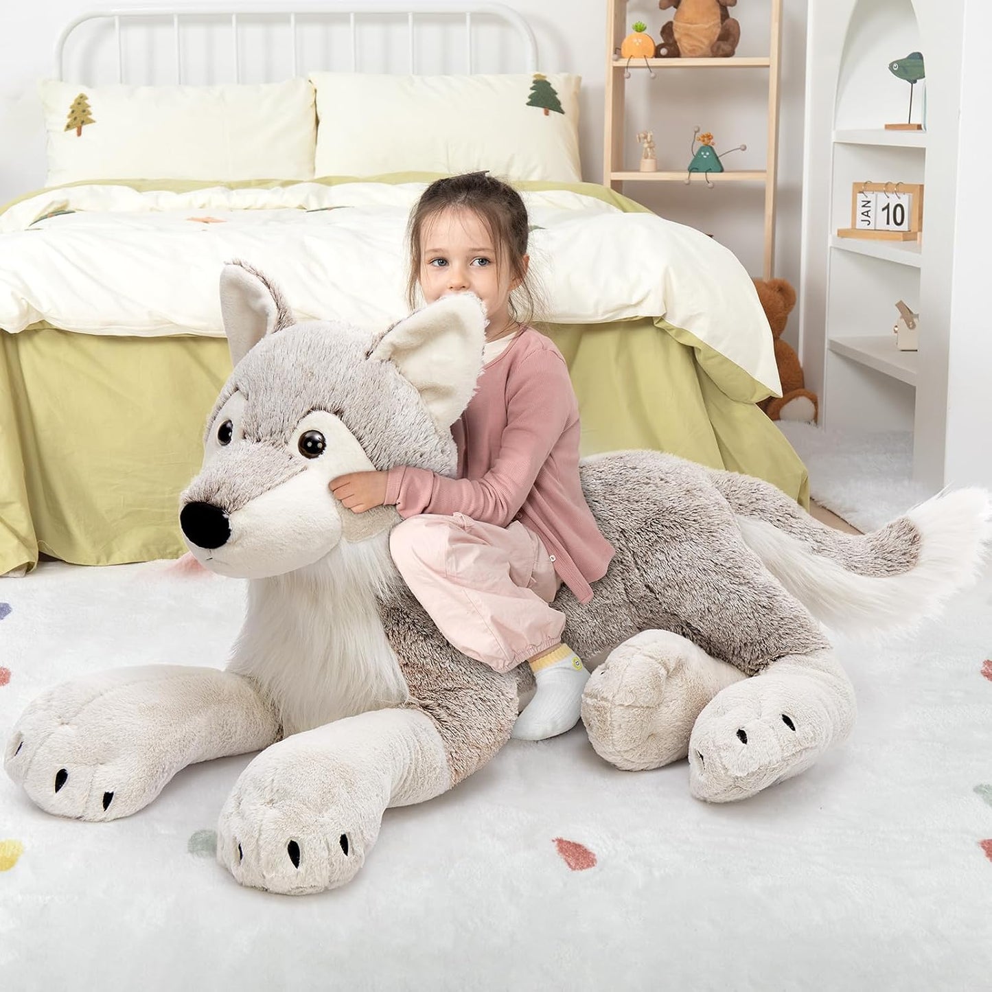 MaoGoLan Animal de peluche grande de lobo para niño, peluche de lob...