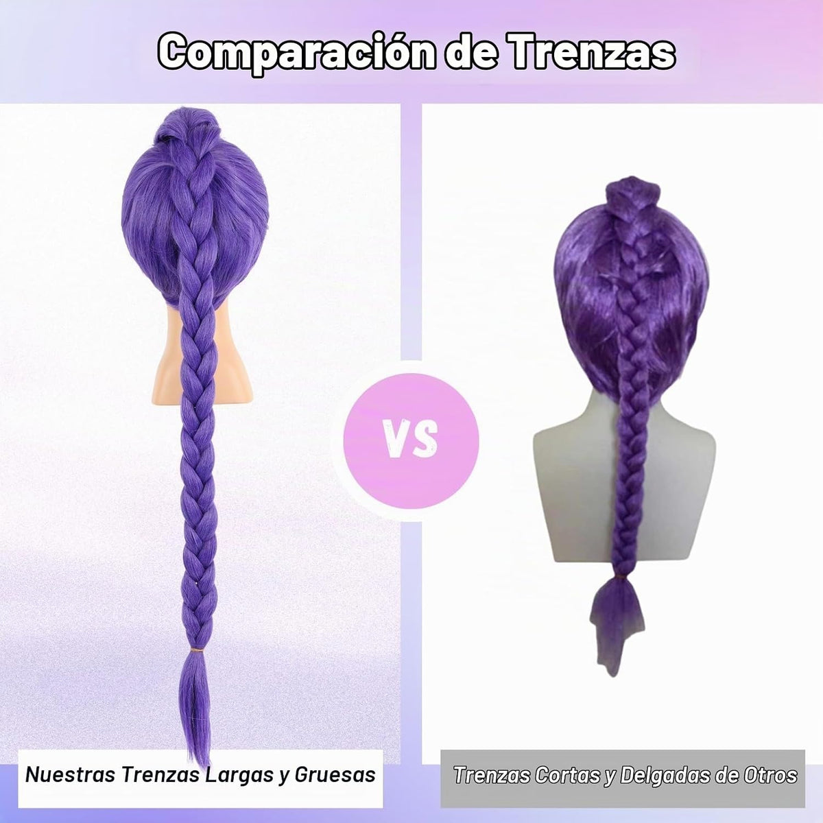 Morvally - Peluca de 33.5 pulgadas de color púrpura con trenza larg...
