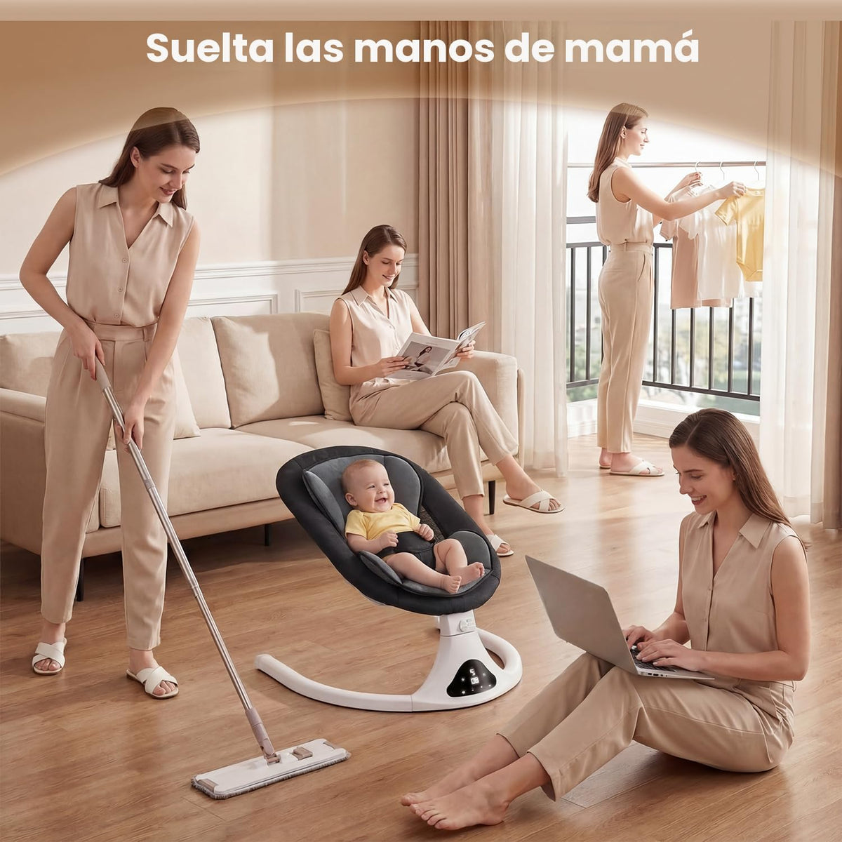 Columpio eléctrico para bebés y niños pequeños | Columpio portátil...