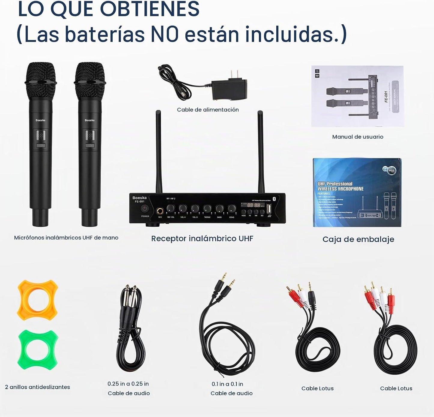 Boeska - Sistema de micrófono inalámbrico, UHF, micrófonos de mano...