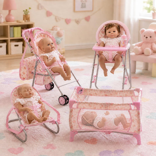 Juego de cochecito para muñeca bebé y asiento para guardería, juego...