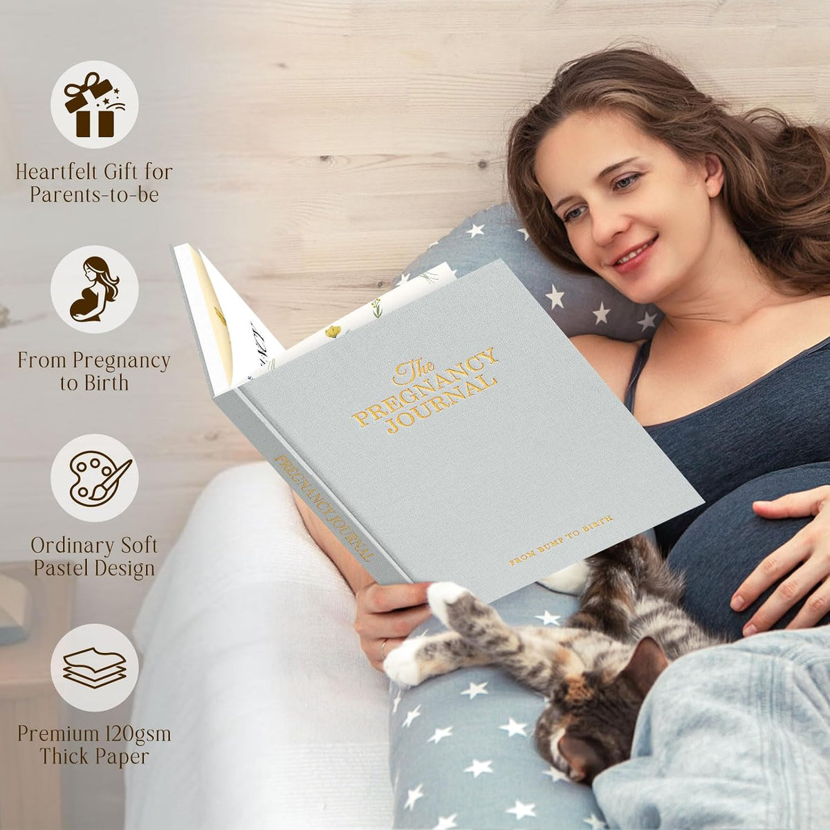 Lanpn Mi Diario de Embarazo Libro de Recuerdos para mamá primeriza,...