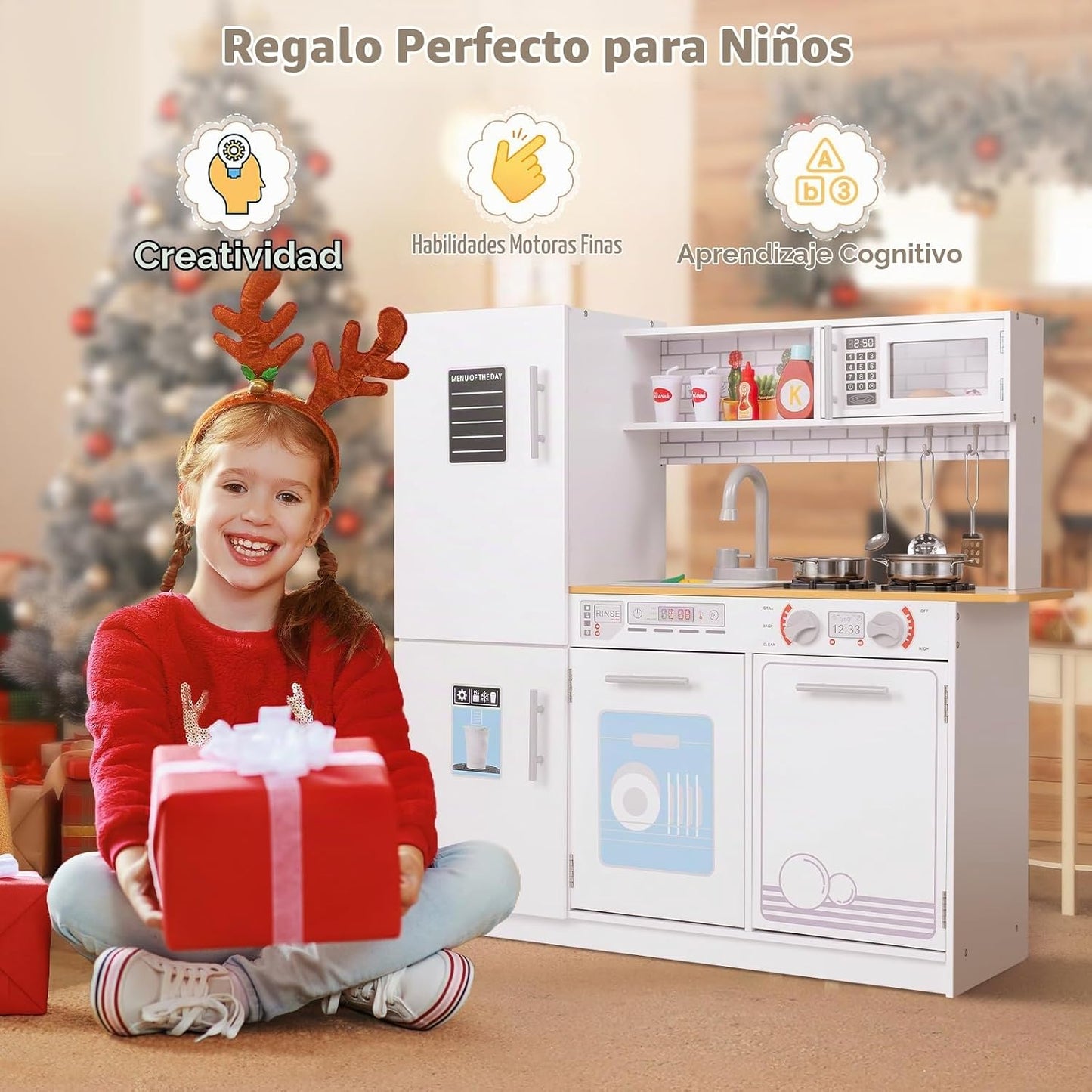 Costzon Juego de cocina para niños, juego de cocina de juguete de m...