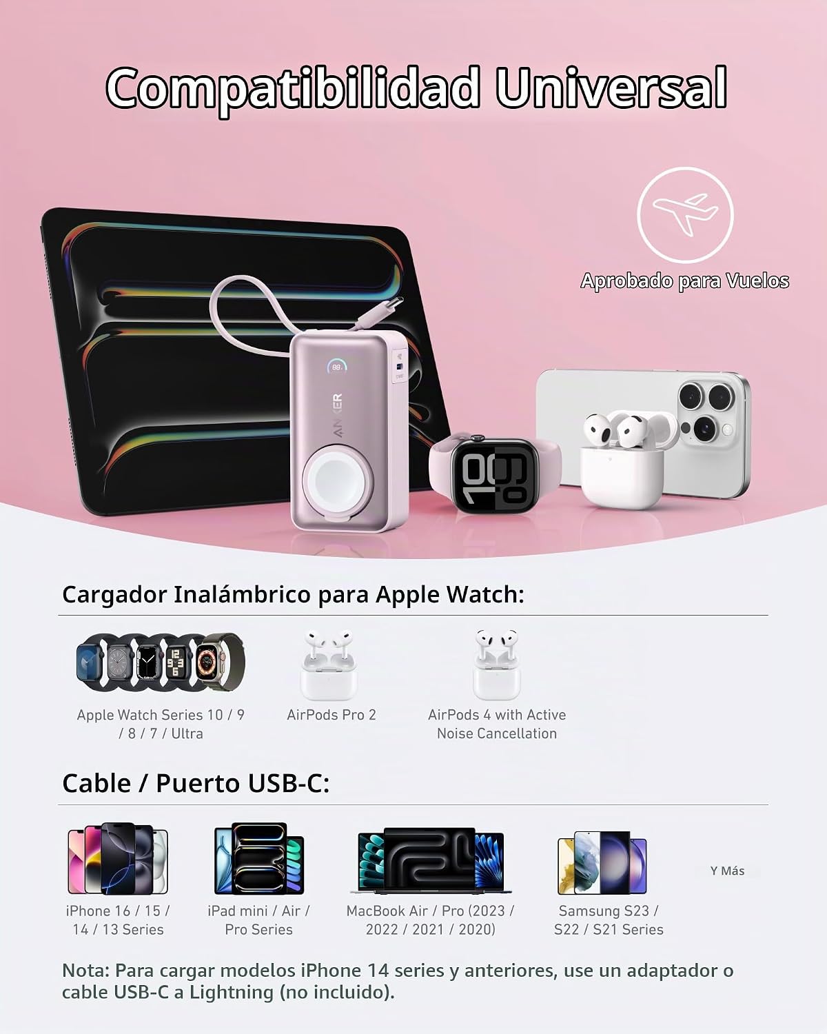 Anker MagGo Power Bank para Apple Watch, Batería Compacta Certifica...
