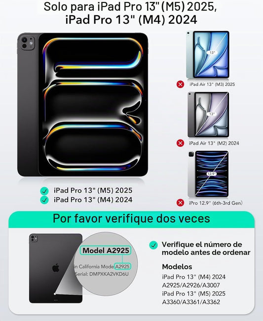 Herize Funda de teclado para iPad Pro de 13 pulgadas M5\/M4 2025\/2...