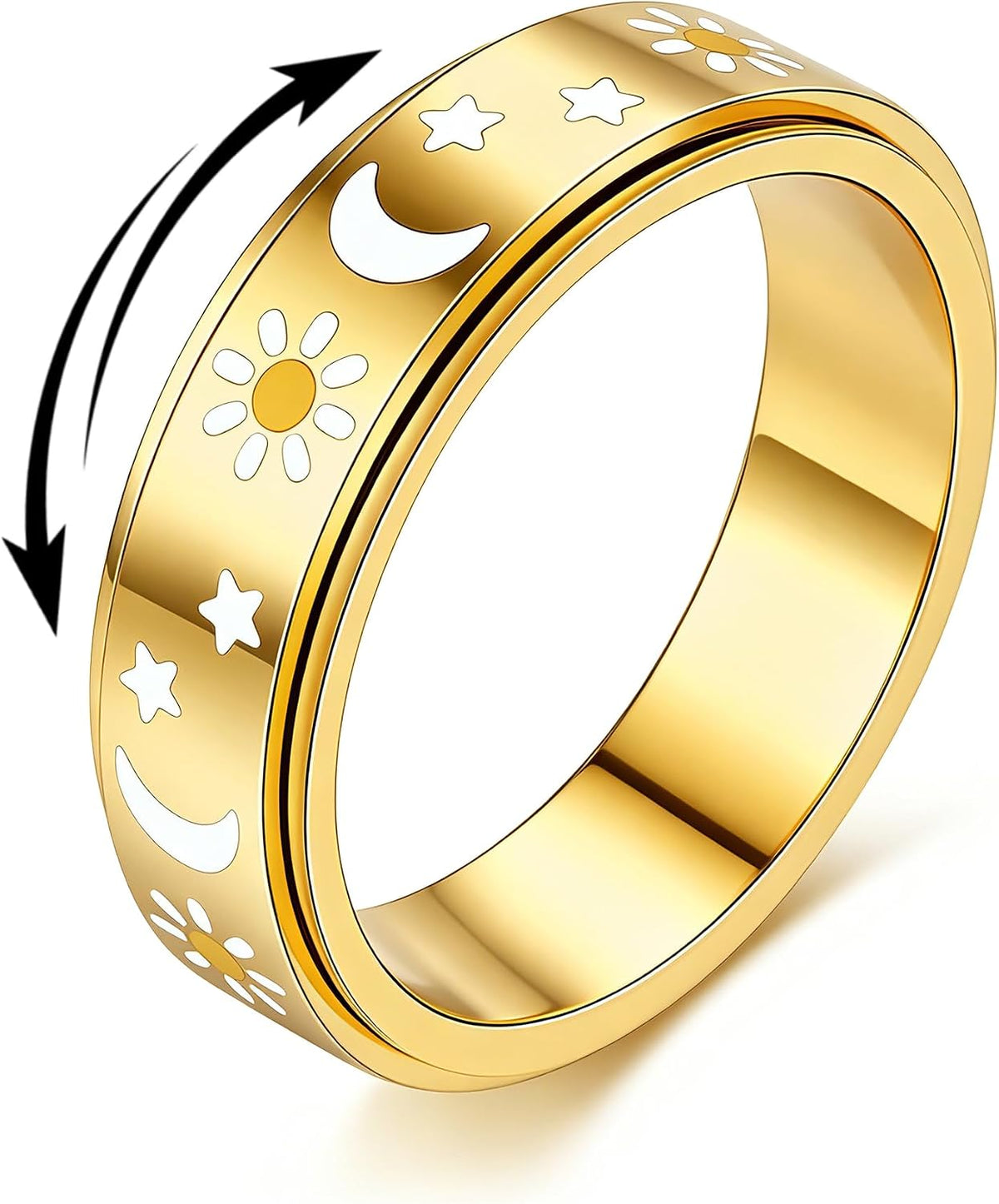 Anillo giratorio silencioso de acero inoxidable chapado en oro para...