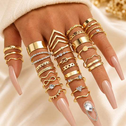 KISS WIFE Anillos apilables de oro para mujer, delicado juego de an...