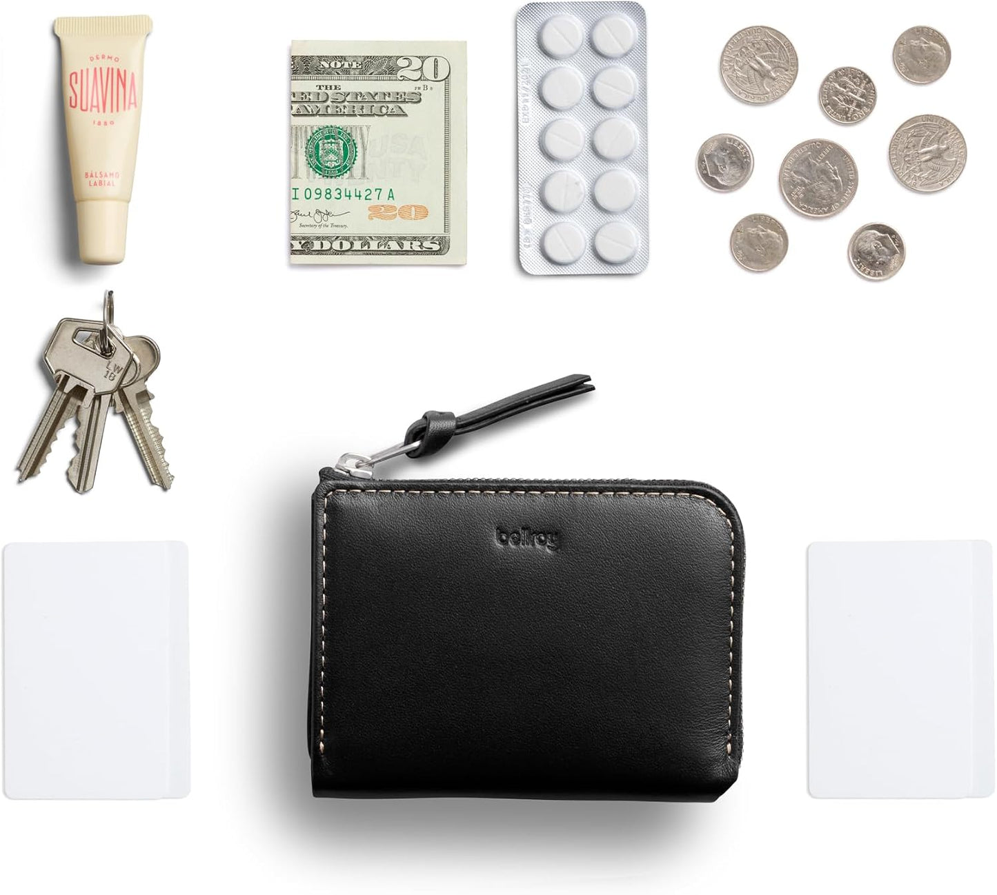 Bellroy L-Pocket, Cartera minimalista con cremallera - Negro | Cart...