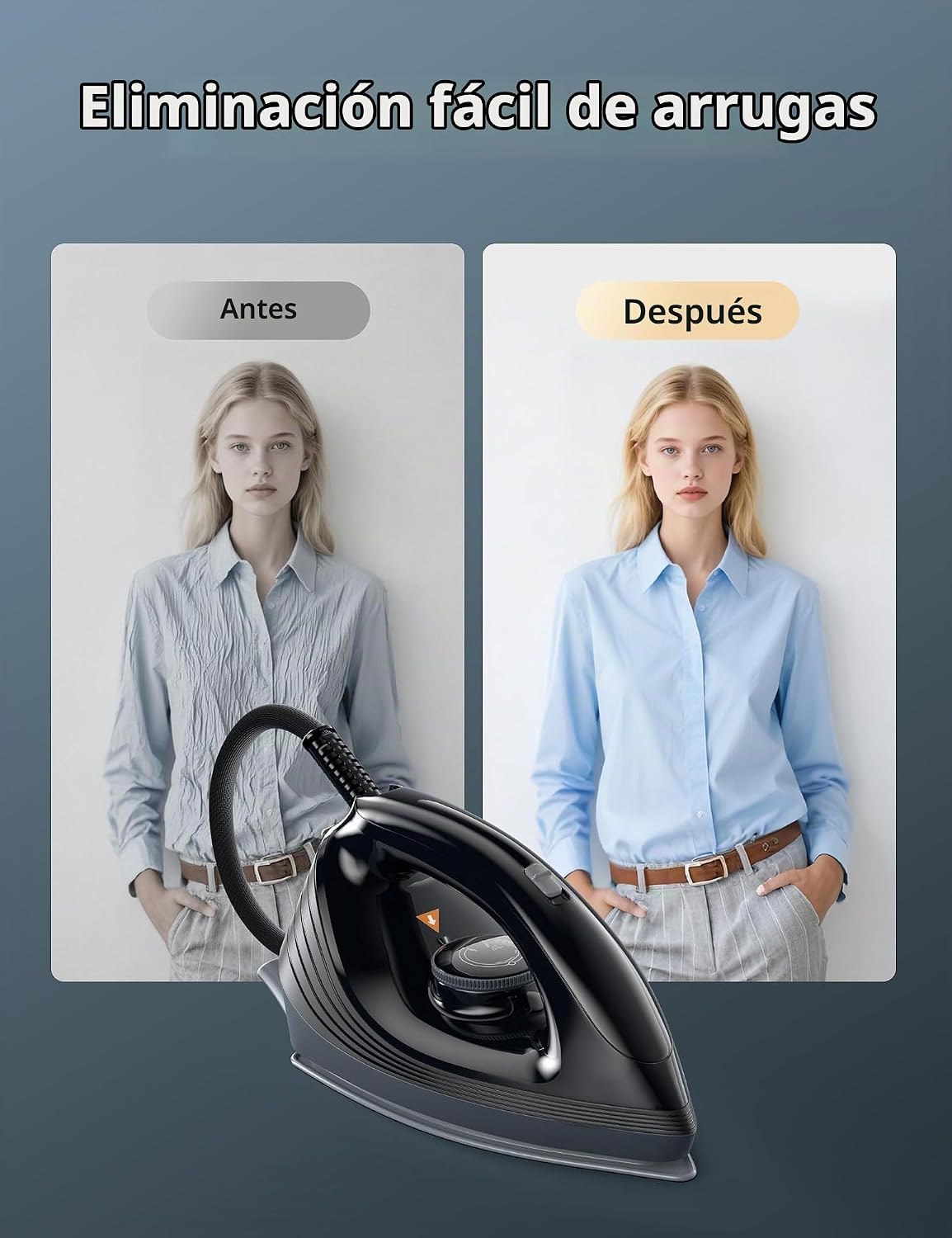 Sundu Plancha de vapor para ropa con suela revestida de cerámica de...