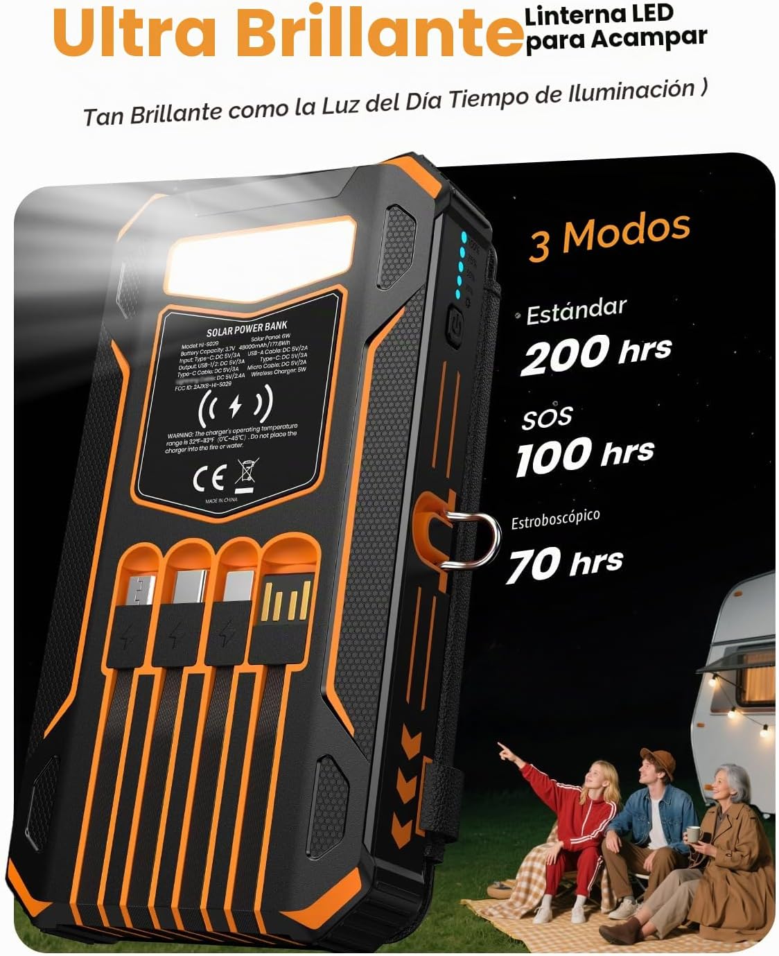 SOARAISE Cargador Solar Power Bank - Cargador Portátil Inalámbrico...