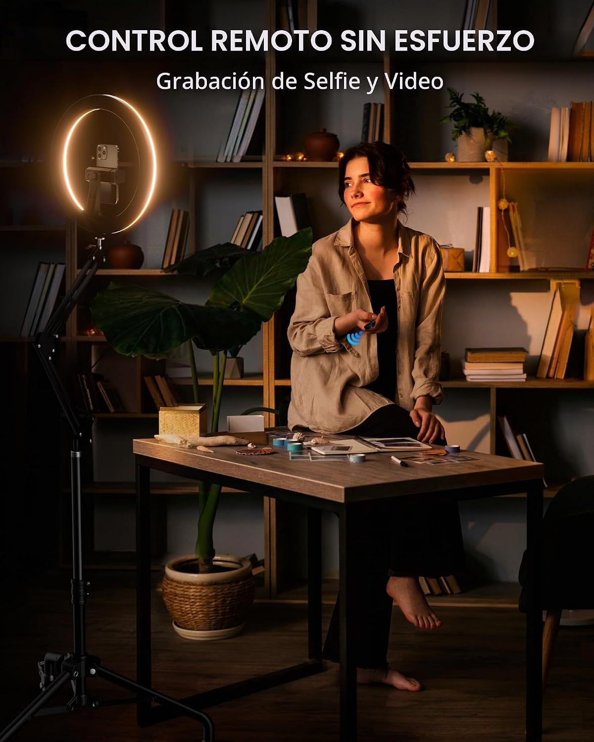 UBeesize Trípode de Luz de Anillo LED Pro con Soporte para Teléfono...