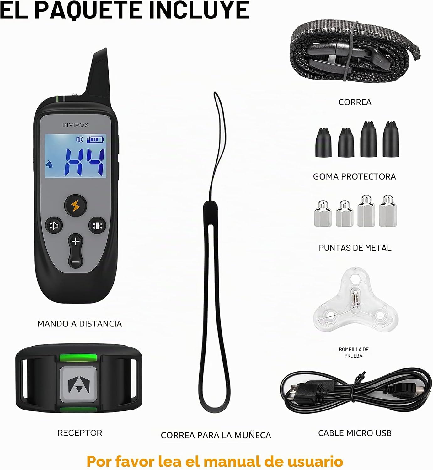INVIROX - Collar de entrenamiento para perros con control remoto, c...