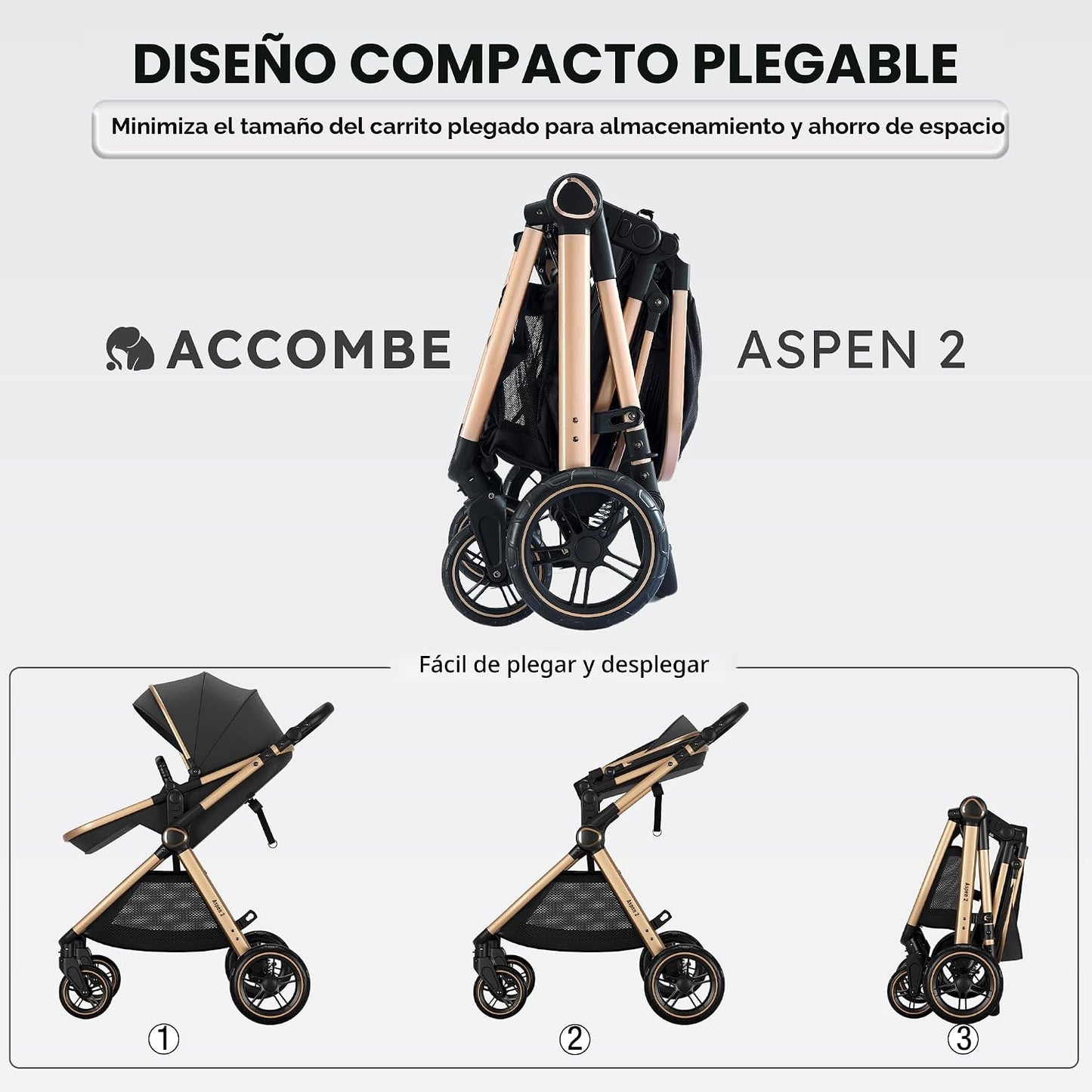 Accombe Cochecito de bebé convertible 2 en 1 para recién nacidos a...