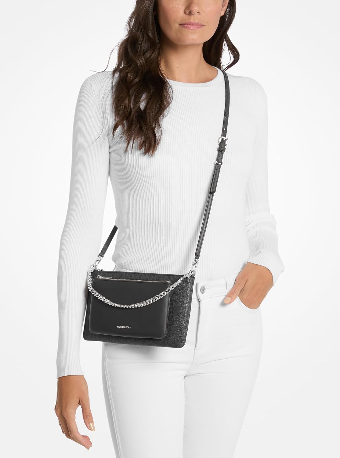 Michael Kors Jet Set Bolso Bandolera Convertible Con Bolsillo Mediano