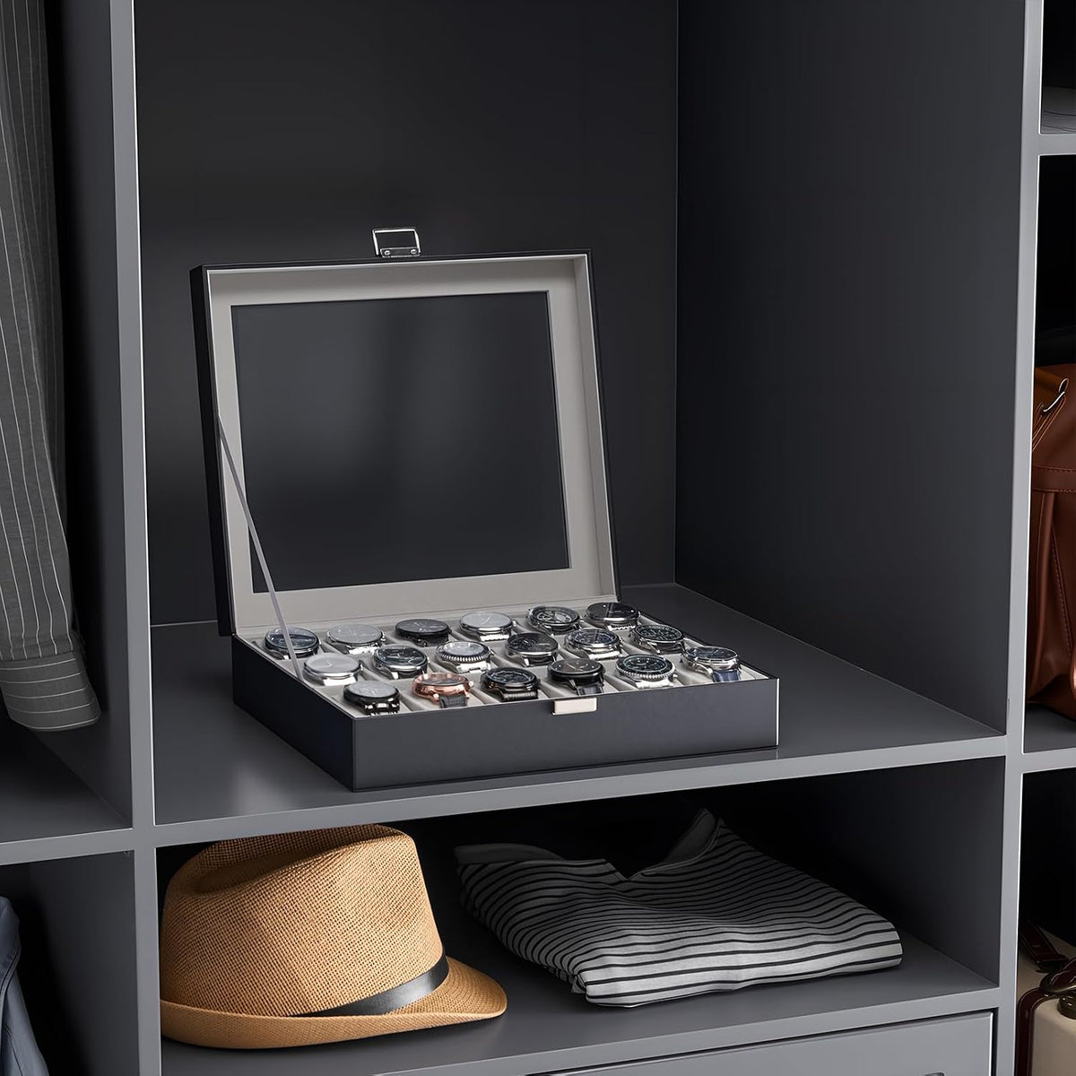 Caja de reloj ProCase para hombres, organizador de caja de reloj co...