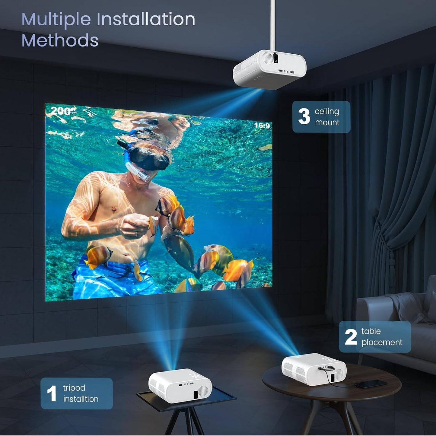 HOMPOW Proyector, Nativo 1080P Full HD Bluetooth Proyector con Alta...