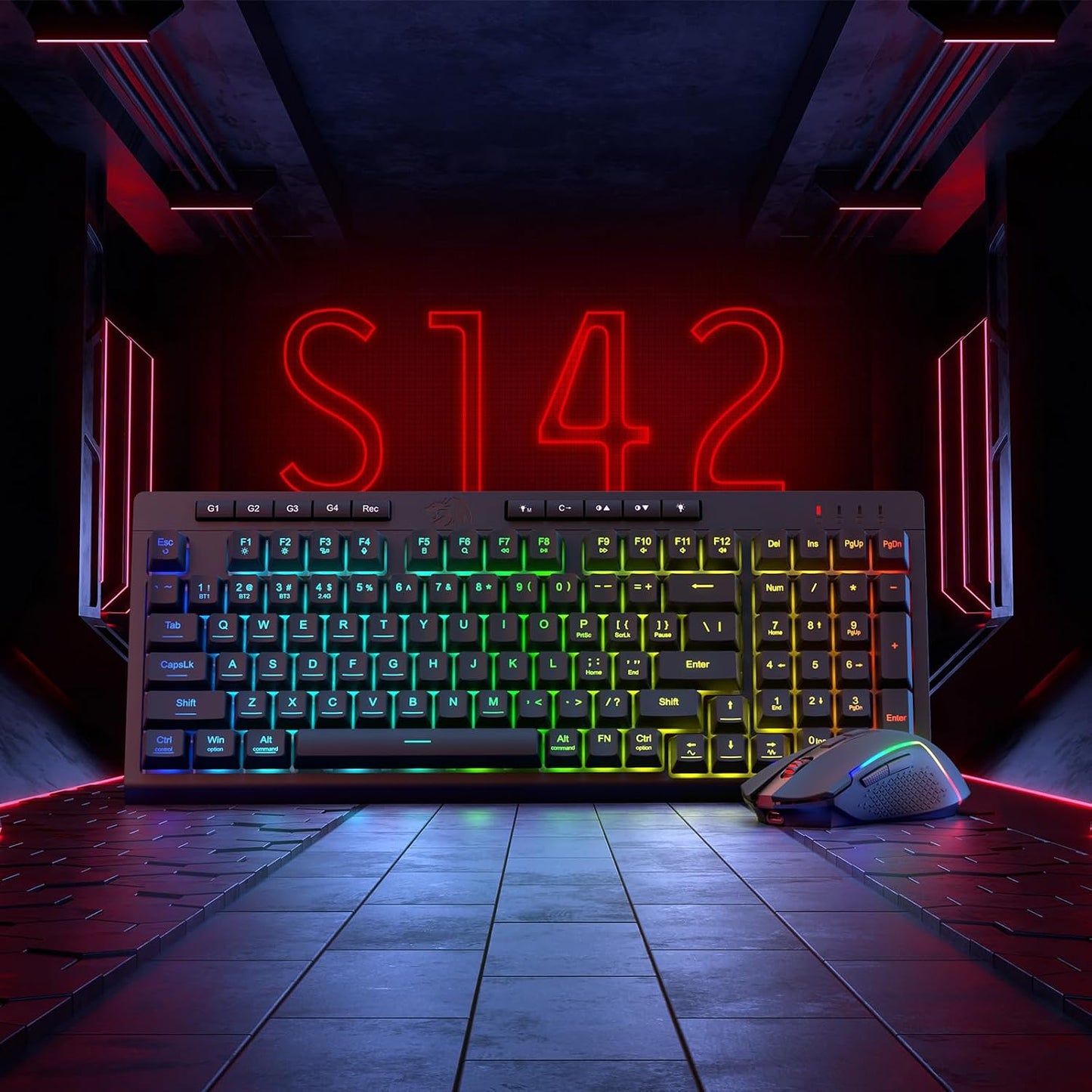 Redragon S142 Combo de teclado y mouse inalámbricos para juegos, te...