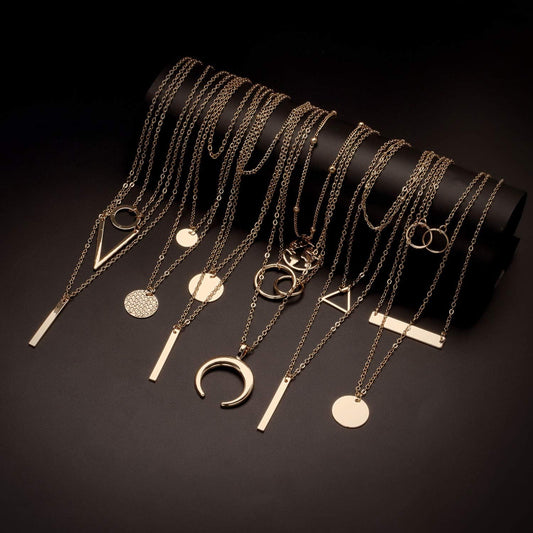 Biokia 6 collares en capas para mujer, collares largos de oro, garg...