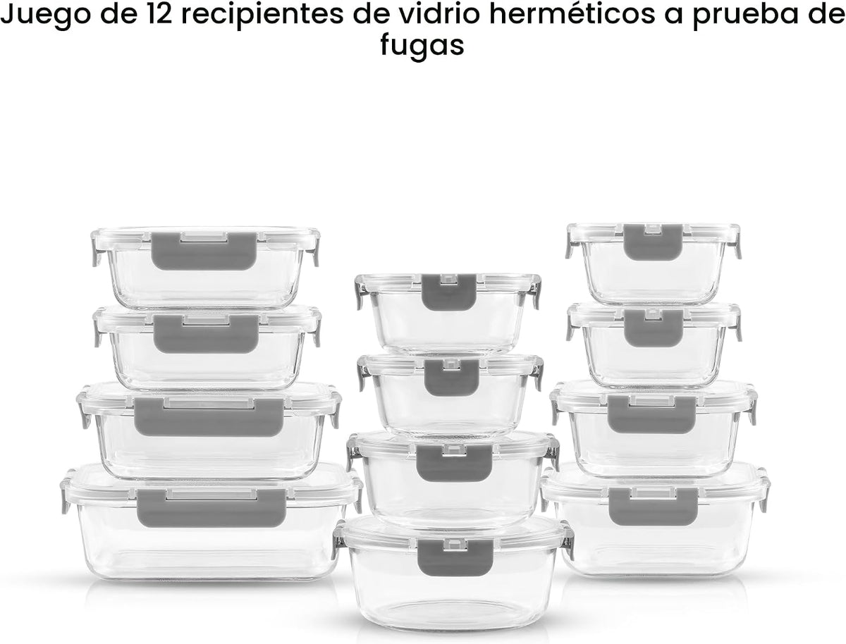JoyJolt 24 recipientes de almacenamiento de vidrio de borosilicato...