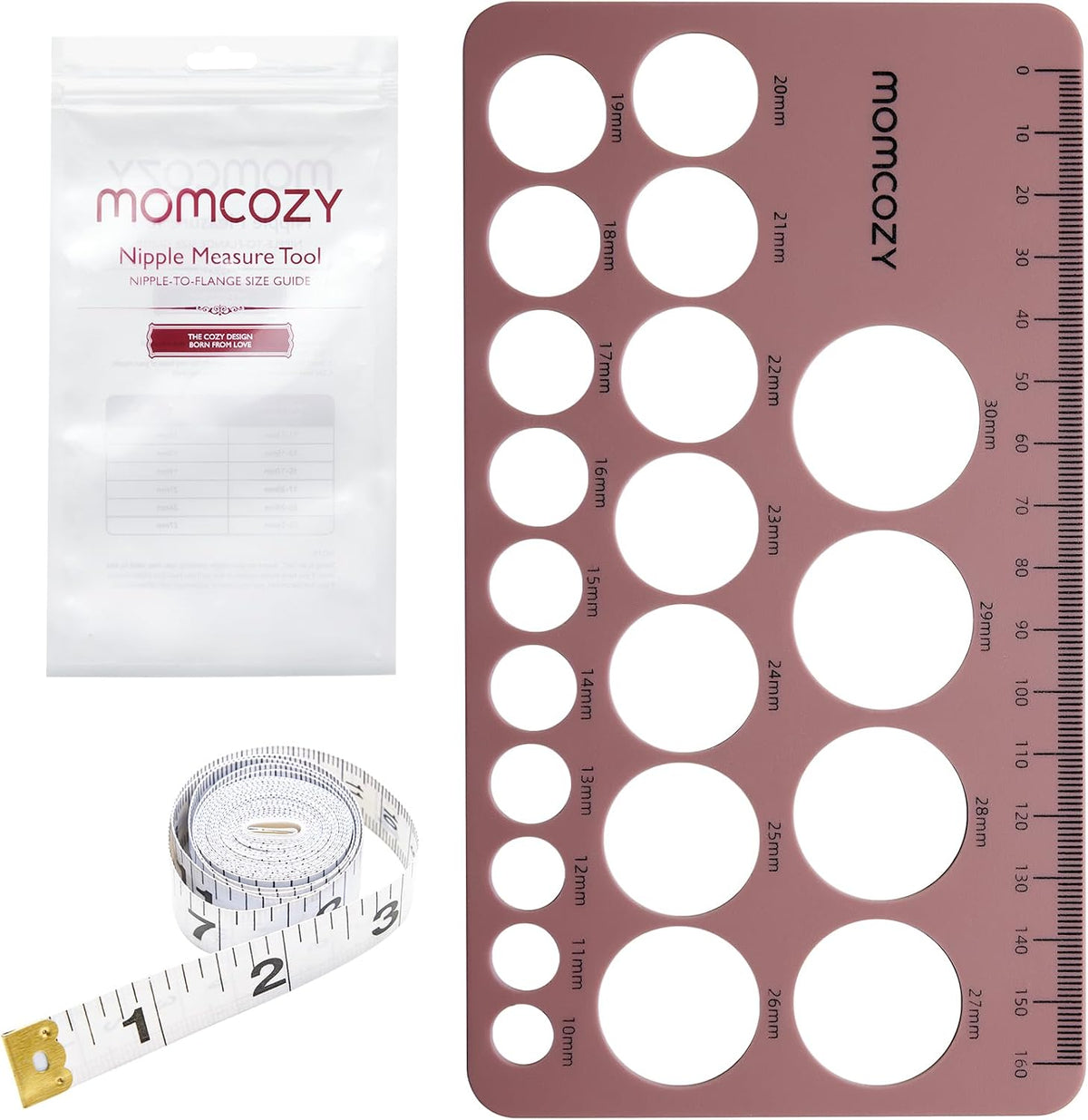 Momcozy Regla de pezón, herramienta de tamaño de brida de silicona...