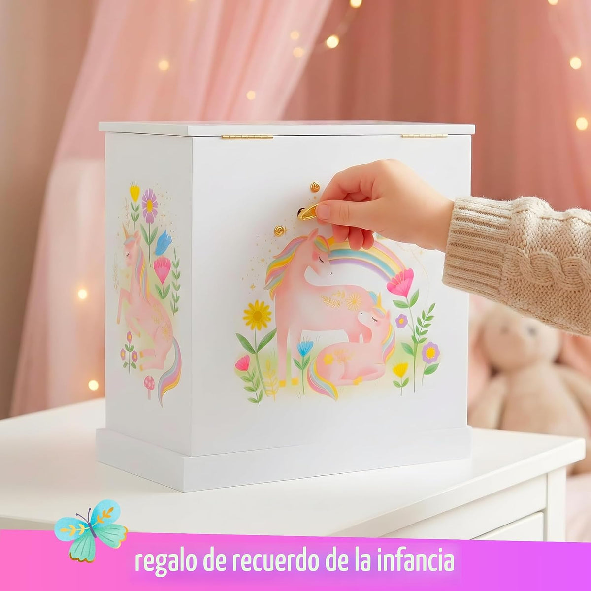 Joyero musical de unicornio para niñas, juguetes de unicornio para...