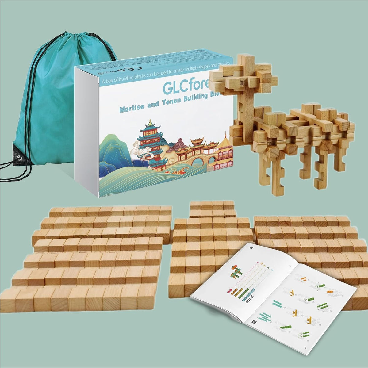 Bloques de construcción de madera STEM Toy Camel \u2013 Más de 15 f...