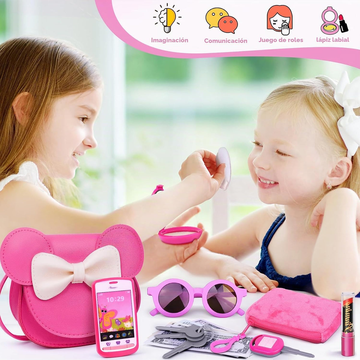 Juego de monedero para niñas pequeñas con juego de juguetes de maqu...