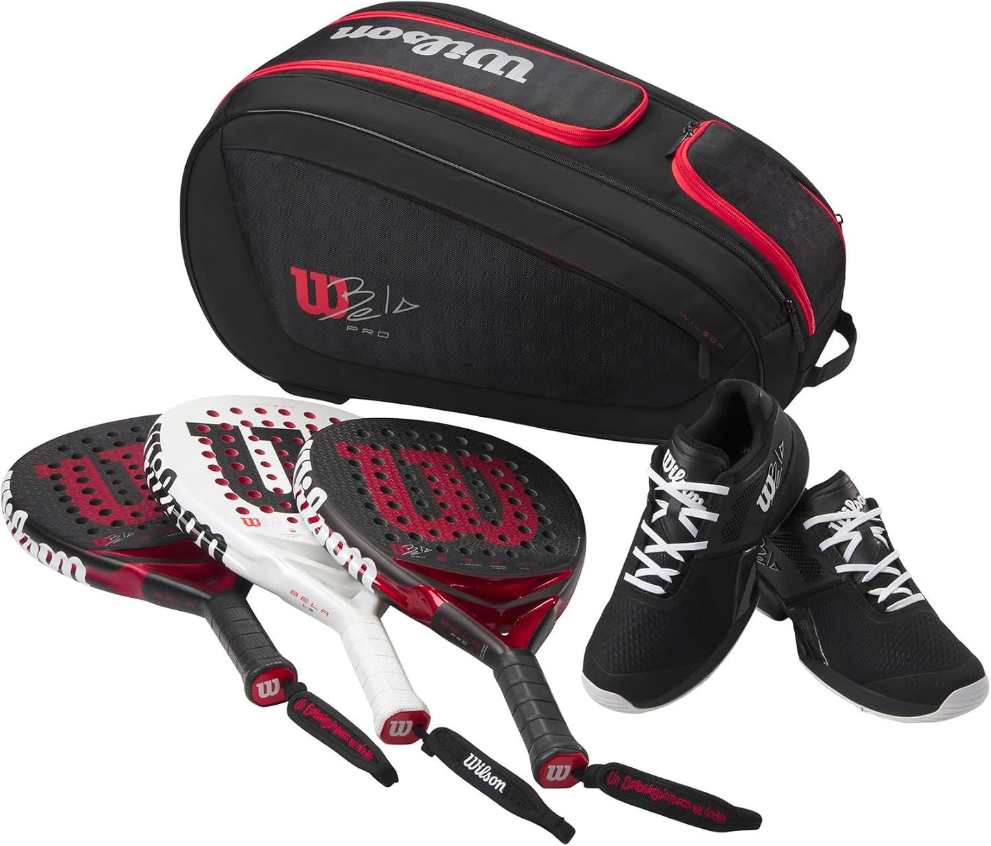 WILSON Bela Super Tour Padel Bag - Negro\/Rojo, Capacidad para hast...