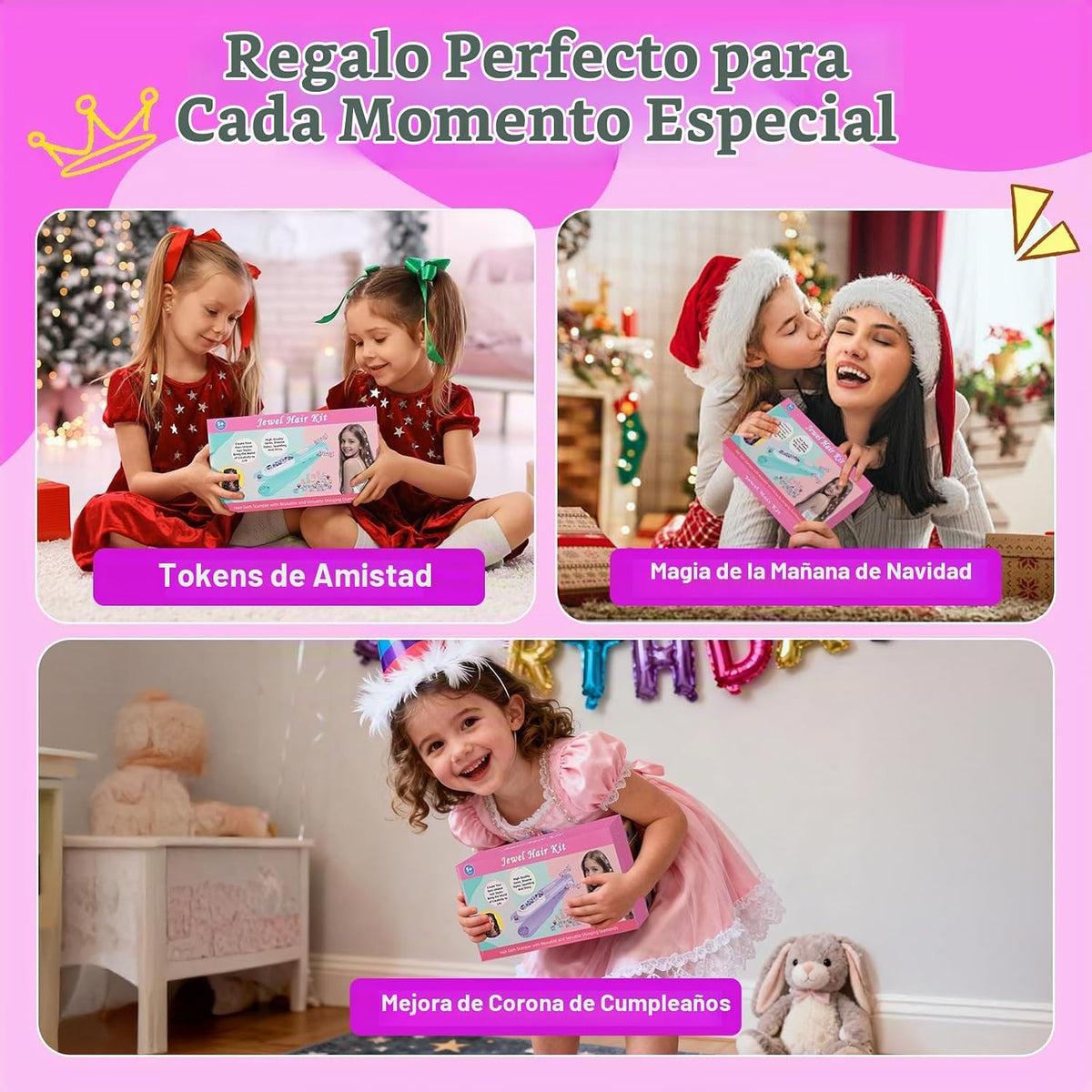 kidzkube Kit de sellos de gemas para el cabello, joyas brillantes p...