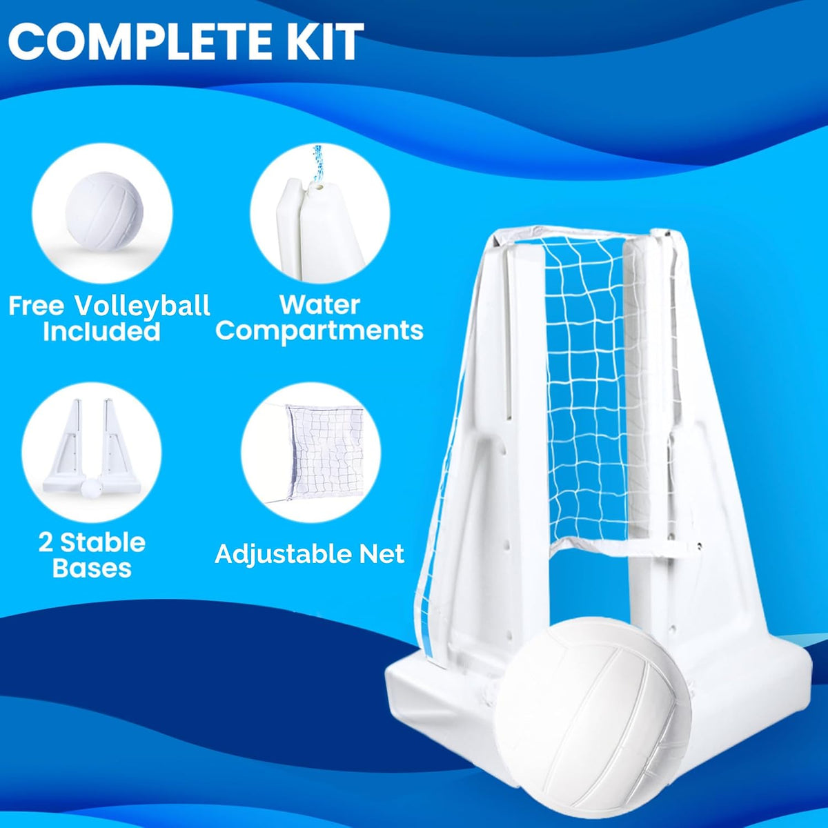 Swimline Juego original de red de voleibol de piscina con pelota aj...