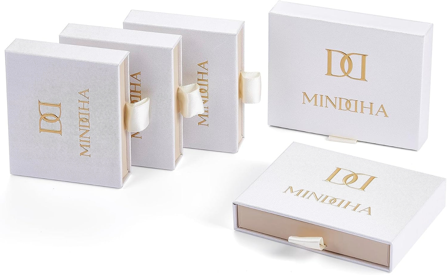 MINDDHA Chapado en oro de 14 quilates - Anillos de eternidad apilab...