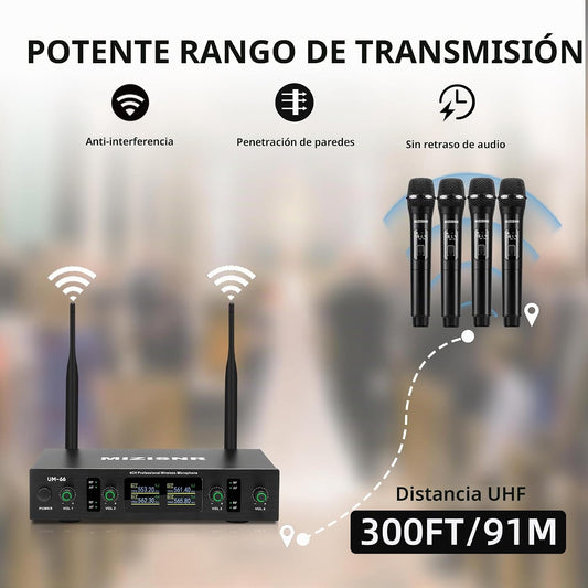 MIZISNR Sistemas de micrófono inalámbrico UHF, juego de micrófono d...