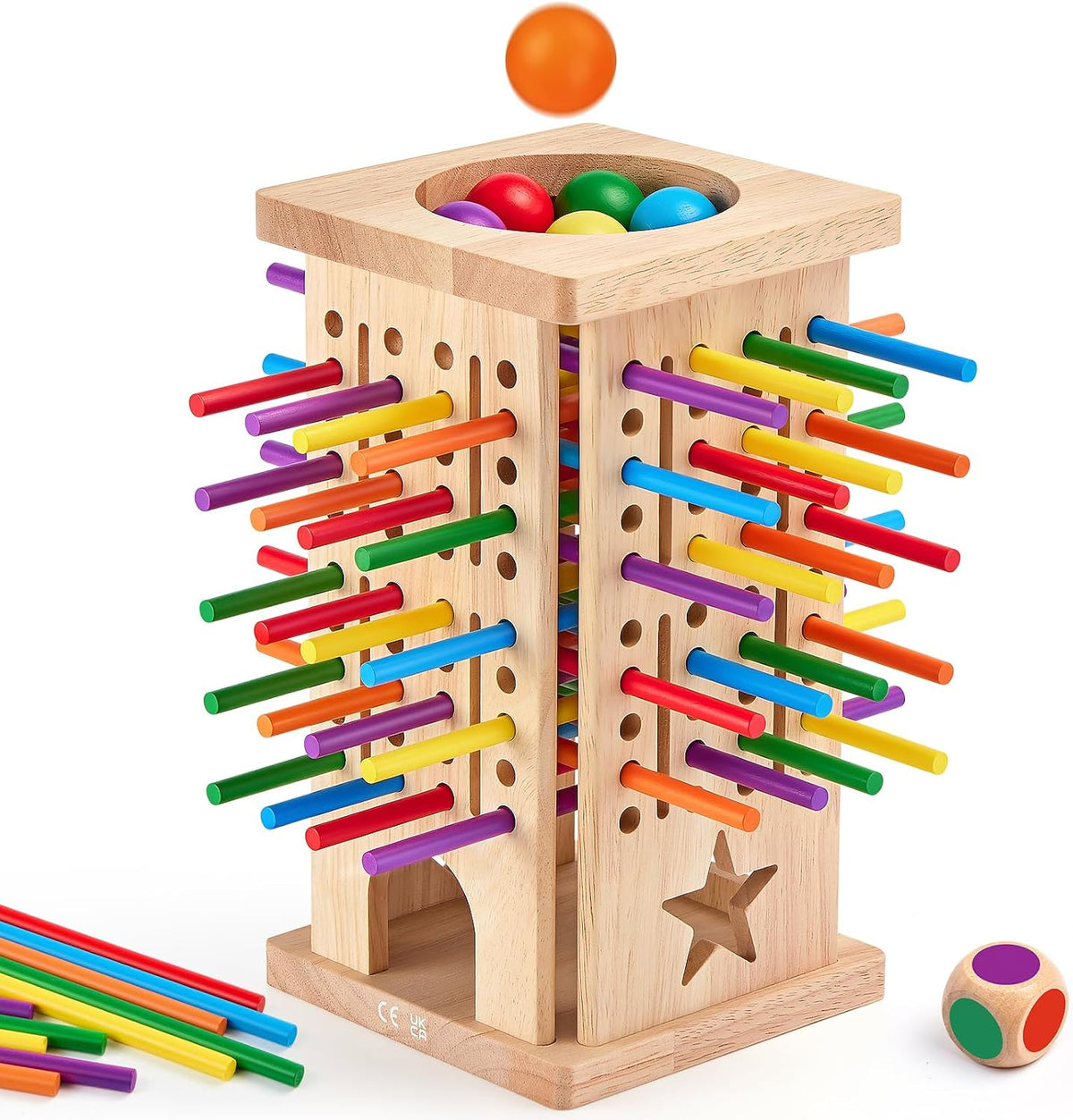 Juegos de mesa Montessori de madera, 42 palos coloridos juguetes de...