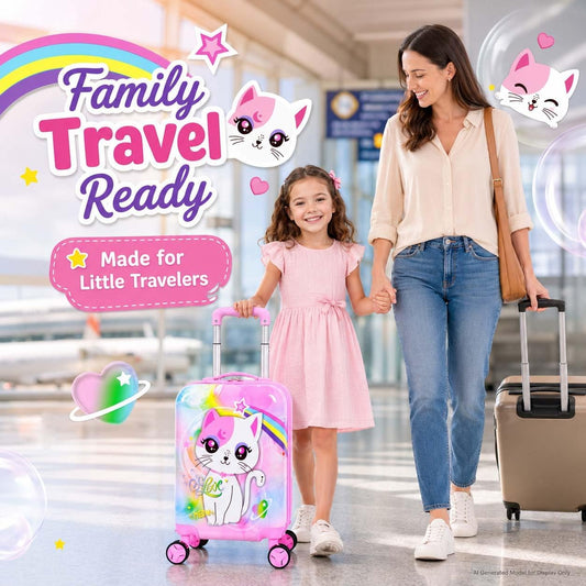 Juego de 5 maletas para niños, aprobado por aerolíneas con ruedas g...