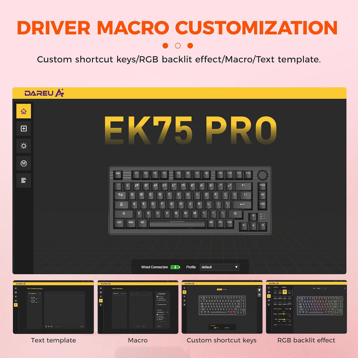 DAREU EK75PRO Sakura Rosa Teclado mecánico inalámbrico para juegos,...