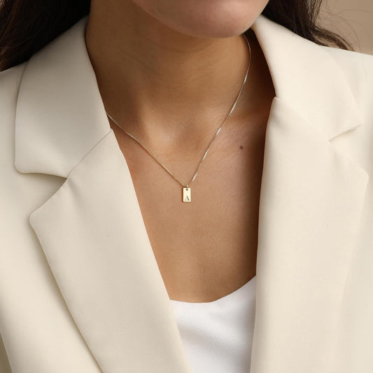Collares con letra inicial para mujer, chapados en oro de 14 quilat...