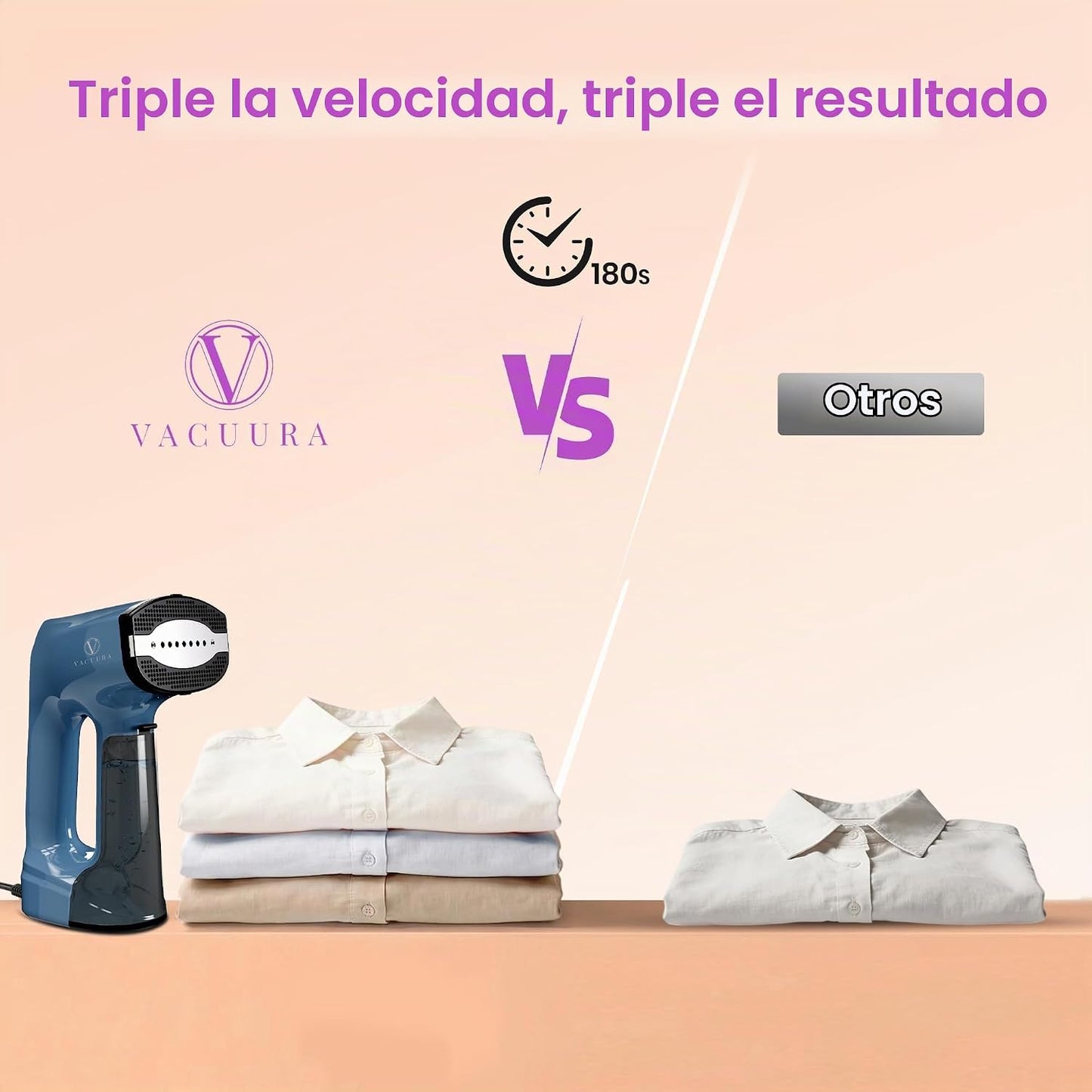 Vaporizador al vacío para ropa, vaporizador y plancha 2 en 1 de 120...