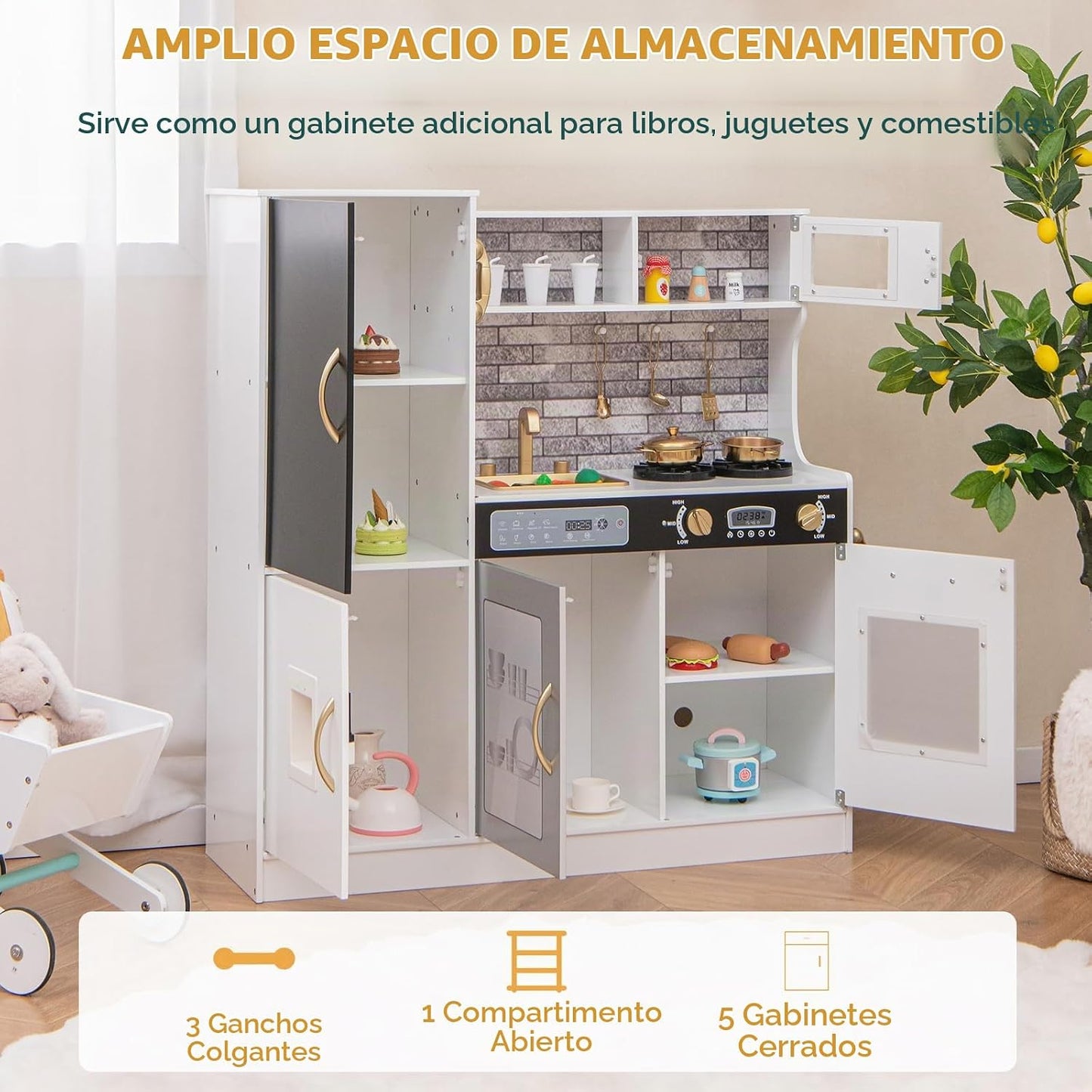 Costzon Juego de Cocina para Niños, Set Grande de Juguete de Cocina...